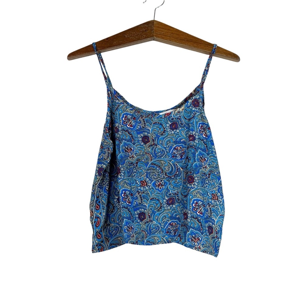 Karma Highway Blue Paisley Boho Tank Top Split Back Festival Y2K Size S